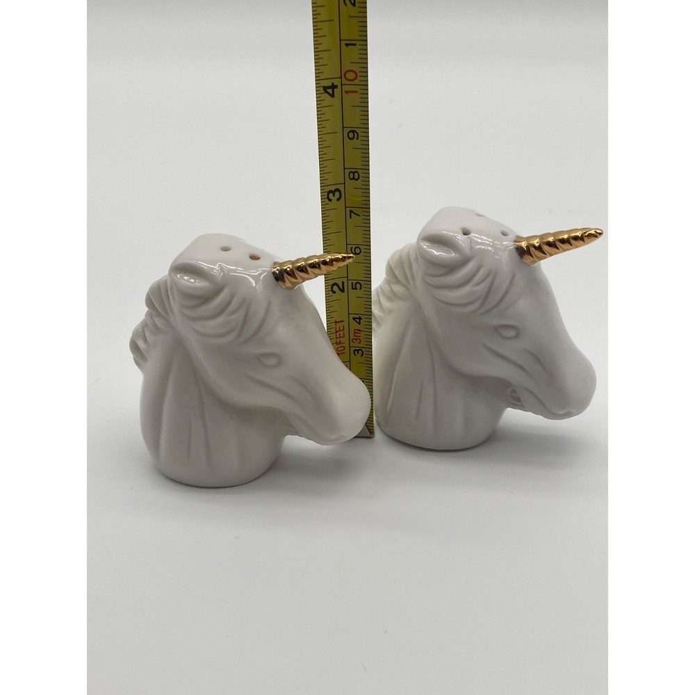 Vintage Giftcraft Ceramic Unicorn Head Salt & Pepper Shakers Gold Horn Toronto - Picture 9 of 10